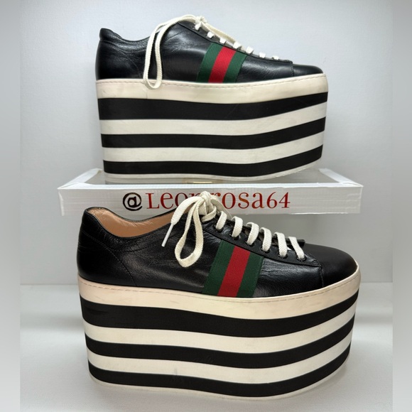 Gucci Authentic Peggy Leather Platform Sneakers - Picture 1 of 7